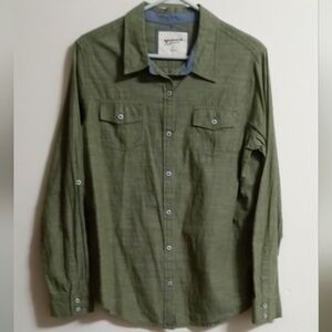 Arizona jean button down shirt size large sage green 100%cotton